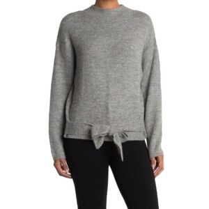 WAYF Where Are You From Mock Neck Tie Waist Sweater Light Grey XL New